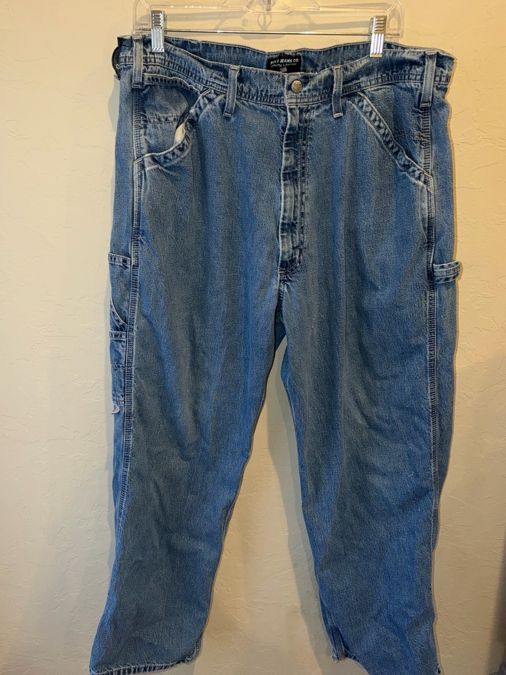 Vintage Polo Jeans Co. Ralph Lauren Men's Carpenter Jeans size 36 X 30 holes